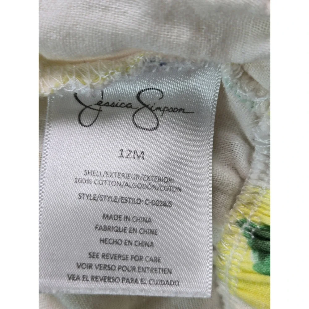 Jessica Simpson Baby Girl Lemon Print Cotton Gauze Top and Bloomers Set 12M‎